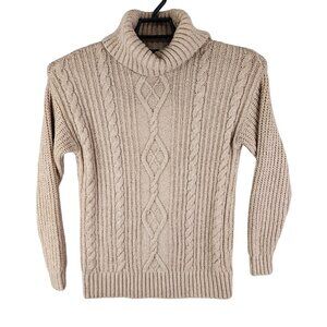 Womens Beige Torrid Cable Knit Turtleneck Sweater Pullover Long Sleeve Size 0